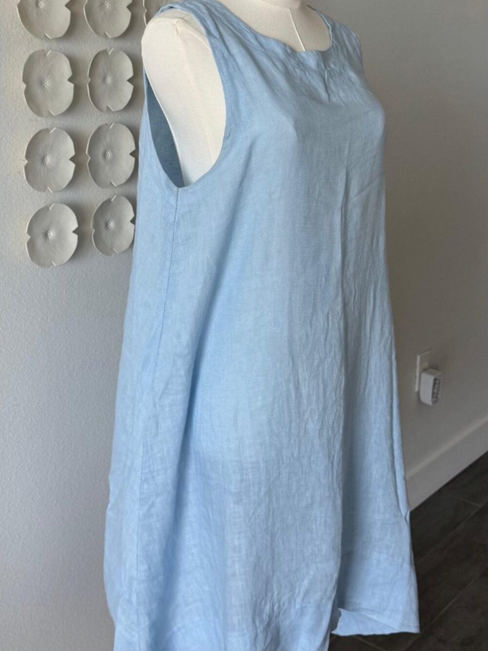 100% Linen Shift Dress – Made in Greece (Hydra) – One Size – Light Blue - Picture 8 of 8